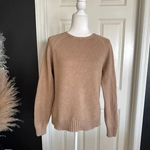 Lands’ End Women's Drifter Raglan Crew Sweater 100% Cotton Size Medium - Picture 2 of 12